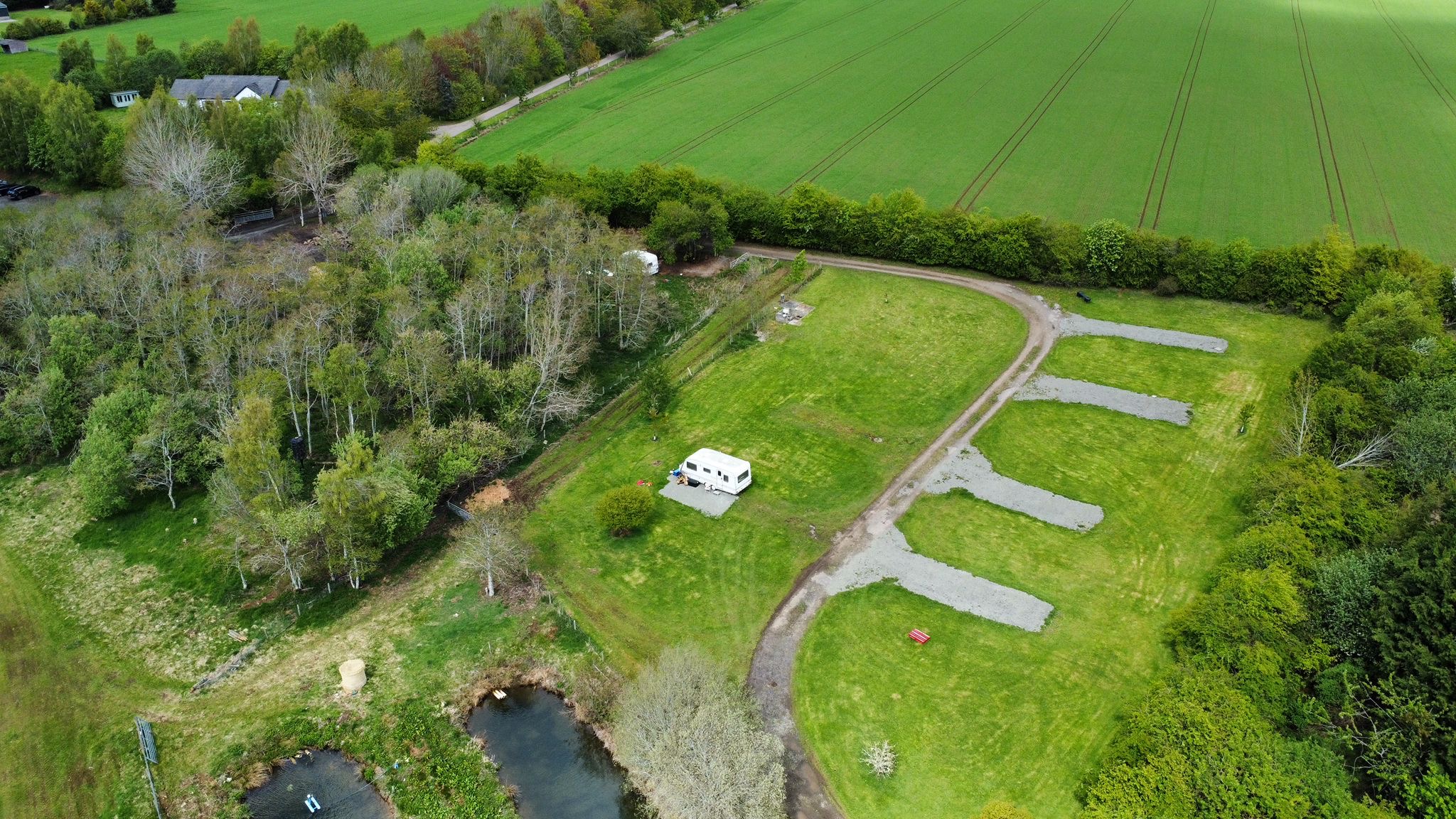 Aerial view of Loch Insch Touring Park, Aberdeenshire